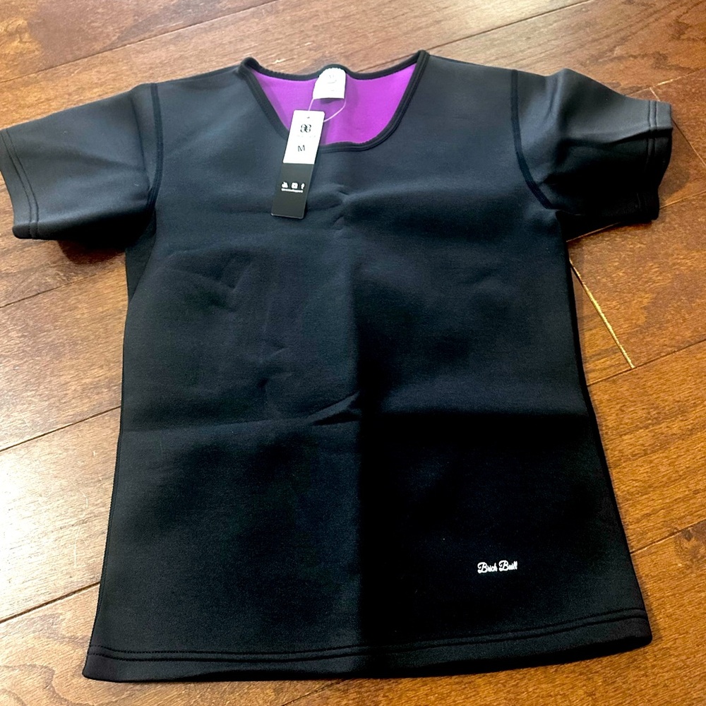 Brick Built Black Short Sleeve Athletic Workout Top Size Medium NWT